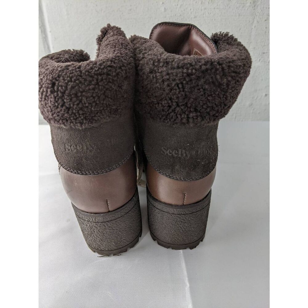 See By Chloe Eileen Hiker Boots Booties Chocolate Brown Suede Leather Size 6.5 U - Picture 3 of 7